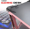 Z Shape Pink Gaming Desk - hoperacer.com