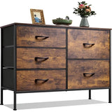LIFERECORD 5 Drawer Fabric Dresser for Bedroom and Living Room, Chest of Drawer Organizer Storage Cabinet for Closet, Entryway