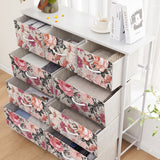 Atilioo 9 Drawers Fabric Dresser, Tall Storage Chest Closet Organizer for Bedroom, Living Room, Easy Assembly, Pink