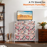 Atilioo 9 Drawers Fabric Dresser, Tall Storage Chest Closet Organizer for Bedroom, Living Room, Easy Assembly, Pink