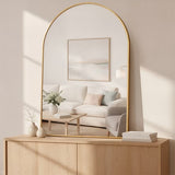 LIFERECORD 30"x38" Arched Bathroom Mirror, Wall Mounted Vanity Mirror with Metal Frame for Bedroom, Entryway, Living Room, Gold