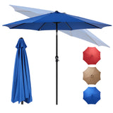 IULULU 9FT Patio Umbrella with Tilt, Crank, 8 Waterproof Ribs for Outdoors