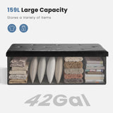 Faux Leather Storage Ottoman Bench, Folding Footrest Chest with Padded Seat