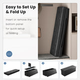 Faux Leather Storage Ottoman Bench, Folding Footrest Chest with Padded Seat