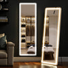 IULULU Full-Length Mirror with LEDs, Aluminum Frame, 3-Color Dimmable Light for Bedroom