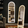 IULULU Full-Length Mirror with LEDs, Aluminum Frame, 3-Color Dimmable Light for Bedroom