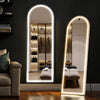 IULULU Full-Length Mirror with LEDs, Aluminum Frame, 3-Color Dimmable Light for Bedroom