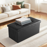 Faux Leather Storage Ottoman Bench, Folding Footrest Chest with Padded Seat