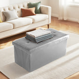 Faux Leather Storage Ottoman Bench, Folding Footrest Chest with Padded Seat
