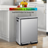 Atilioo 16 Gallon Dual Compartment Trash Can, Stainless Steel Garbage Can with Foot Pedal, Soft-Close Lid, 2 x 30 L Large Capacity Recycling Bin, Perfect for Kitchen, Office