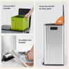 Atilioo 16 Gallon Dual Compartment Trash Can, Stainless Steel Garbage Can with Foot Pedal, Soft-Close Lid, 2 x 30 L Large Capacity Recycling Bin, Perfect for Kitchen, Office