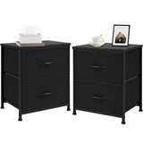 LIFERECORD Set of 2 Nightstands with Storage Drawers | 20" Tall Bedside Table with Wood Top & Fabric Cabinet for Bedroom, Dorm, Living Room