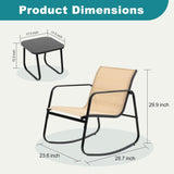 Atilioo 3 Piece Patio Rocking Furniture Set, Textilene Outdoor Furniture Set with Chairs & Table, Conversation Set for Lawn, Garden, Balcony, Yard, Poolside, Brown