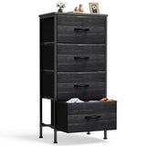 ACCVER Dresser for Bedroom 4 Storage drawer, Fabric Closet Chests Organizer Tower with Wooden Top Metal Frame for Living Room Hallway Entryway, Black Wood