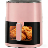 6 Quart Air Fryer, 12-in-1 Compact Airfryer with Preset Digital Display, Roast, Bake, Reheat, Dehydrate, Chicken, Nonstick & Dishwasher Safe Basket, Black