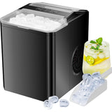 IULULU Portable Ice Maker, 9 Cubes/6 Mins, 26lbs/Day, Self-Cleaning, Quiet, 2 Sizes, with Scoop & Basket