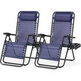 Atilioo  Zero Gravity Chairs, Set of 2 Portable Recliner Beach Camping Patio Outdoor Folding Lounge Chair with Cup Holder Trays and Adjustable Pillow for Poolside, Garden, Backyard, Lawn
