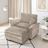 IULULU Sectional Sofa, Chenille Cloud Couch Comfy Upholstered Sofa with Ottoman, Lumbar Pillow, Deep Seat Modular Sofa for Living Room, Apartment, Studio