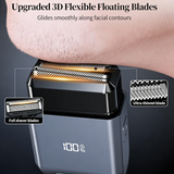 Atilioo Mini Electric Foil Shaver for Men - IPX7 Waterproof Cordless Portable Razor with LED Display, USB-C Fast Rechargeable, 3 Floating Precision Blades for Home & Travel