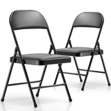 IULULU Folding Chair, Leather-padded, Sturdy Metal, Easy Storage, Indoor/Outdoor, Comfy for Home/Office/Party