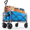 Atilioo Collapsible Wagon Cart - Heavy Duty Folding Utility Cart with 220lbs Capacity & All-Terrain Wheels - Portable Garden Beach Wagon for Sand, Camping, Shopping, Fishing, Outdoor Use, Blue