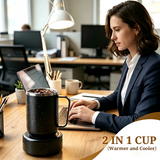 Atilioo 2 In 1 Coffee Mug Warmer & Cooler with Cup, 16.9oz Stainless Steel Beverage Tea Heating & Cooling Coaster and Lid