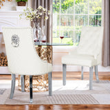 IULULU Dining Chairs Set of 2 with Stainless Steel Legs and Lion Head Handles
