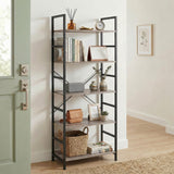 Atilioo 3-5 Tier Bookcase, 27.6-62" Tall Bookshelf, Wooden Storage Organizer with Adjustable Shelves for Living Room, Home Office, Kitchen,