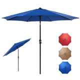 IULULU 9FT Patio Umbrella with Tilt, Crank, 8 Waterproof Ribs for Outdoors