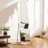 Atilioo Full Length Mirror 59"x16" - Arched Floor Mirror with Shatter-Proof Glass, Wall-Mount or Leaning Full Body Mirror for Bedroom, Dressing Room - Durable Gold Aluminum Frame