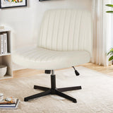 IULULU Wide Armless Desk Chair, No Wheels, Adjustable Height