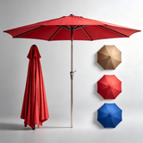 Atilioo 9 FT Patio Umbrella, Outdoor Table Market Umbrella with Tilt and Crank Button for Poolside Terrace Beach, 8 Sturdy Rids, Blue