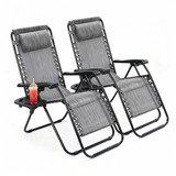 Atilioo Zero Gravity Chairs, Folding Patio Lounge Chair with Adjustable Pillows & Cup Holder, 400 LBS Outdoor Oversized Reclining Chairs for Backyard Lawn Camping, Black-Green