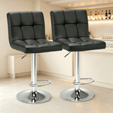 Atilioo Bar Stools Set of 2, Adjustable Counter Height Swivel Barstool Dinning Chair with PU Leather & Back and Footrest for Bar Kitchen, Black
