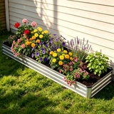 Atilioo 8x4x1ft Raised Garden Bed, Outdoor Metal Planter Box for Vegetables, Flowers, Herbs, Galvanized Non Toxic Materials, Silver