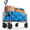Atilioo Collapsible Wagon Cart - Heavy Duty Folding Utility Cart with 220lbs Capacity & All-Terrain Wheels - Portable Garden Beach Wagon for Sand, Camping, Shopping, Fishing, Outdoor Use, Blue