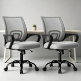 Atilioo Ergonomic Office Chair with Lumbar Support, Computer Desk Mesh Chair with Height Adjustable 360° Swivel, Fixed Armrest, Black