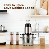 Atilioo 8 Cup Food Processors, Fast Meat Grinder & Vegetable Chopper, Dual-Bowls, Stainless Steel Blades, BPA Free, Black