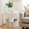 IULULU Small Round Side Table with Fabric Basket, Steel Frame