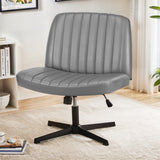 IULULU Wide Armless Desk Chair, No Wheels, Adjustable Height