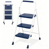 Atilioo 2 Step Ladder, Folding Portable Step Stool with Heavy-Duty Steel Frame & Widened Anti-Slip Pedal, Space-Saving Ladder for Home Office, Black