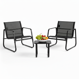 Atilioo 3 Piece Patio Rocking Furniture Set, Textilene Outdoor Furniture Set with Chairs & Table, Conversation Set for Lawn, Garden, Balcony, Yard, Poolside, Brown