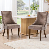IULULU Dining Chairs, Upholstered Featuring Tufted Back Design and Solid Wood Legs Set of 2