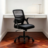 Atilioo Ergonomic Office Chair with Lumbar Support, Adjustable Mesh Computer Desk Chair Mid Back Swivel with Armrests, Black