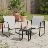 Atilioo 3 Piece Patio Rocking Furniture Set, Textilene Outdoor Furniture Set with Chairs & Table, Conversation Set for Lawn, Garden, Balcony, Yard, Poolside, Brown