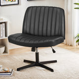 IULULU Wide Armless Desk Chair, No Wheels, Adjustable Height