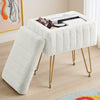 IULULU Vanity Stool, Faux Fur-Padded, 4-Legged Stool with Anti-Slip Feet, Ideal for Makeup or as a Footrest