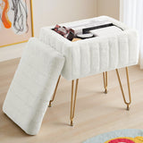 IULULU Vanity Stool, Faux Fur-Padded, 4-Legged Stool with Anti-Slip Feet, Ideal for Makeup or as a Footrest
