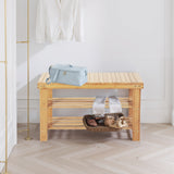 IULULU 3-Tier Bamboo Shoe Rack Bench Organizer Storage Shelf for Entryway Bedroom Living Room Balcony