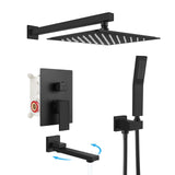 Atilioo Shower Faucet Set, 10" High Pressure Rain Shower Head with Handheld Spray, Wall Mounted, Adjustable Temperature, Rough-in Valve Body and Trim Kit